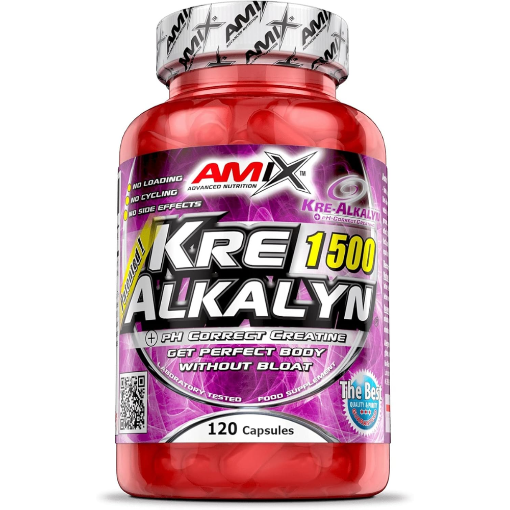 AMIX - Creatina Monohidrato - Kre-Alkalyn - 150 Cápsulas - Ideal para Deportistas - Complemento para Aumentar la Fuerza - Absorción Mejorada - Proteínas para Aumentar Masa Muscular