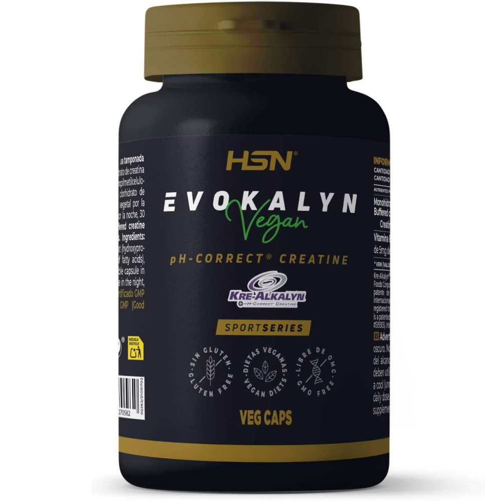 Creatina Alcalina Evokalyn de HSN | Kre-Alkalyn | Para Aumentar: Masa Muscular + Fuerza + Resistencia | Vegano, Sin Gluten, Sin Lactosa, 120 Cápsulas Vegetales