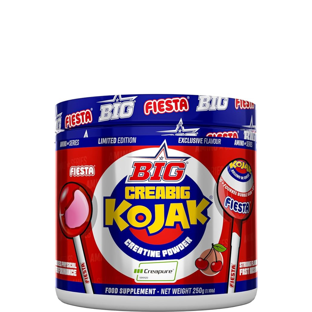 BIG - Creatina Monohidratada Creapure® en Polvo, Mejora el Rendimiento Físico, Sabores exclusivos, Rápida absorción, Vegana (200g, Kojak)
